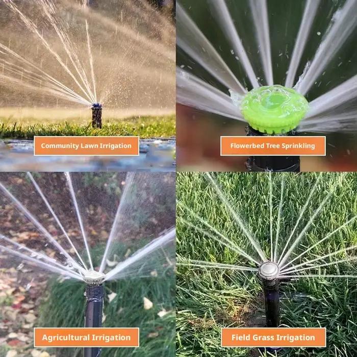 Arroseur rotatif à jet réglable avec arc de 90 à 360 degrés, portée de 5 à 7,5 m pour l'irrigation des pelouses et jardins