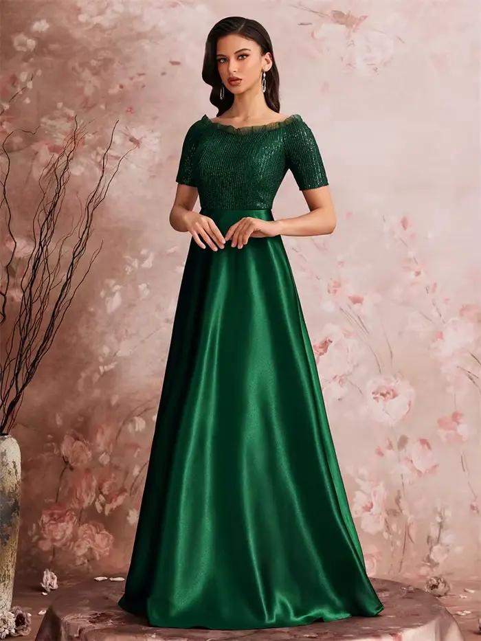 Robe de soirée de luxe en Satin vert