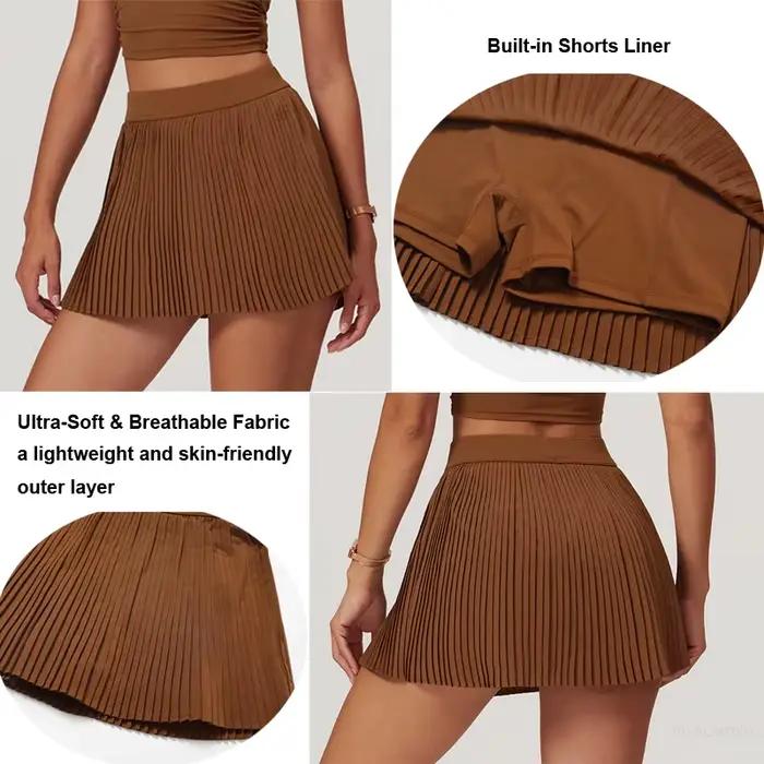 VITALINOVO Jupes de golf de tennis pour femme Taille haute avec poches Short intérieur pour jupes-shorts athlétiques Jupe Sport Course Pickleball