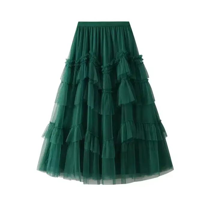 Femmes Tutu gâteau jupes élégant volants à plusieurs niveaux une ligne Tulle