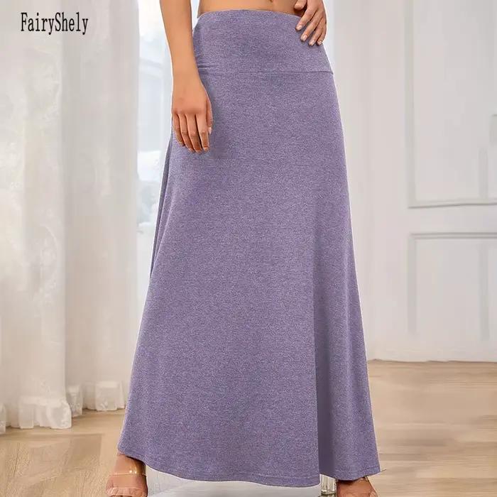 Jupe longue décontractée en tricot Fairyshely pour femme