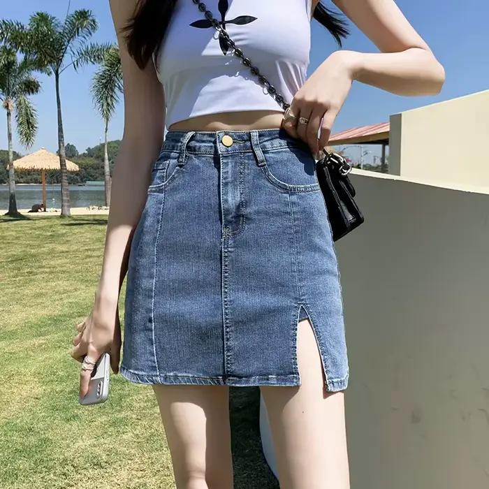 Jupe courte en denim pour femme