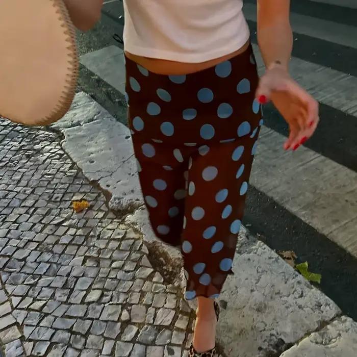Jupe mi-longue à pois pour femmes Y2k
