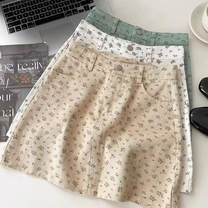 Jupe en jean florale d'été pour femmes Y2k