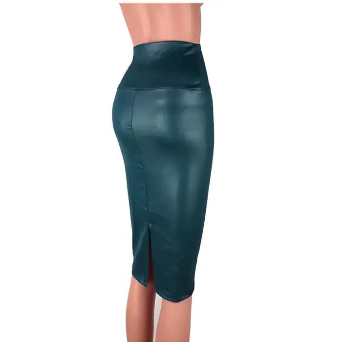 Jupe en cuir dos fendu femmes Sexy moulante