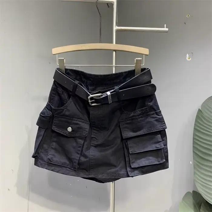 Jupe en jean cargo style américain vintage pour femme