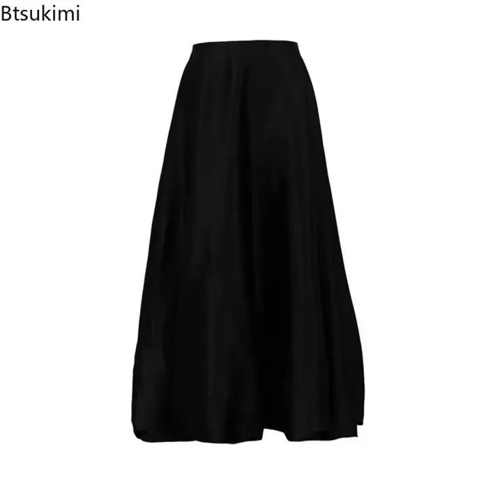 Nouvelle jupe longue en satin pour femme 2026