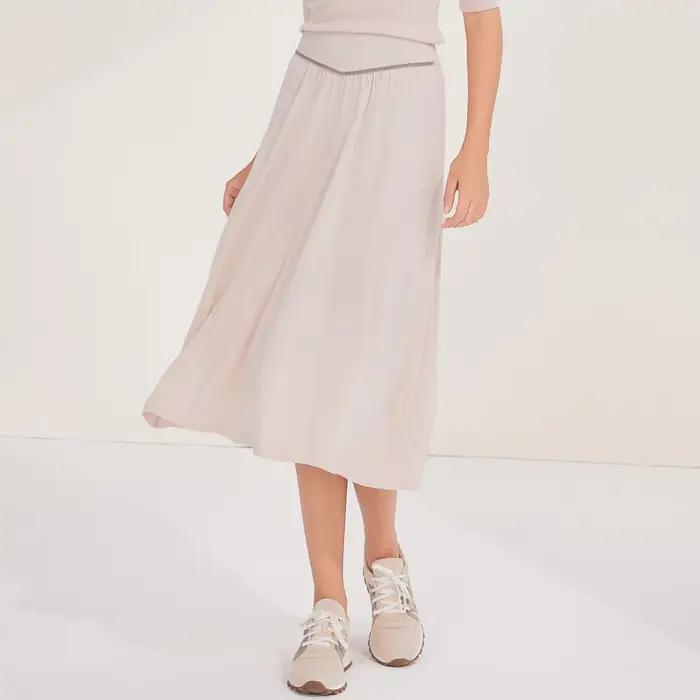 Femmes 100% laine jupe fluide ceinture élastique décontracté a-ligne Style
