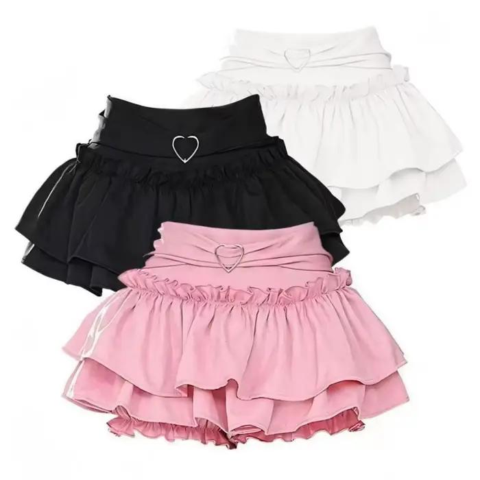 Jupes Femme à Volants Coupe Trapèze Taille Haute Design Chic Unique Mode Coréenne Streetwear Gothique Été Tendance Y2K