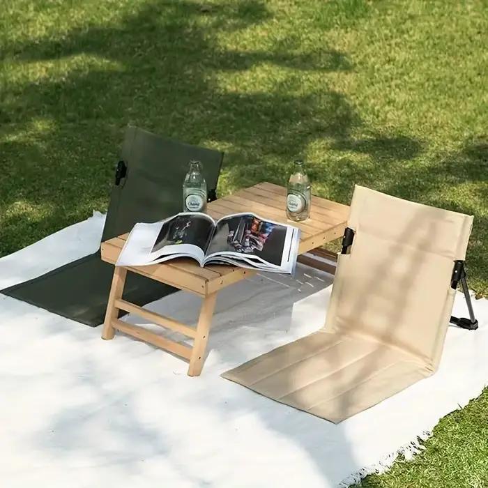 Chaise de Camping pliable en métal, coussin de dossier simple paresseux pour jardin extérieur, parc de plage, chaise Portable, coussin de pelouse paresseux