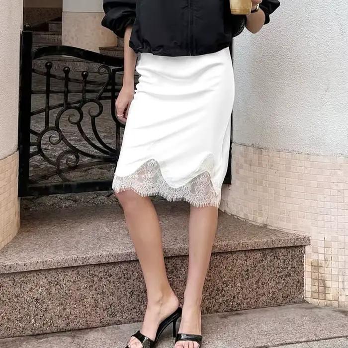 Jupe française élégante en dentelle épissée