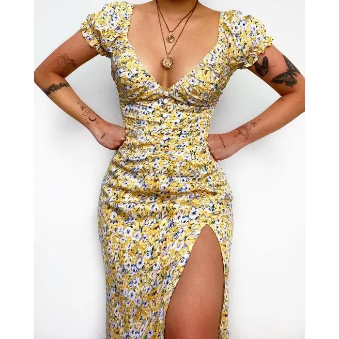 Robe midi à imprimé floral doux