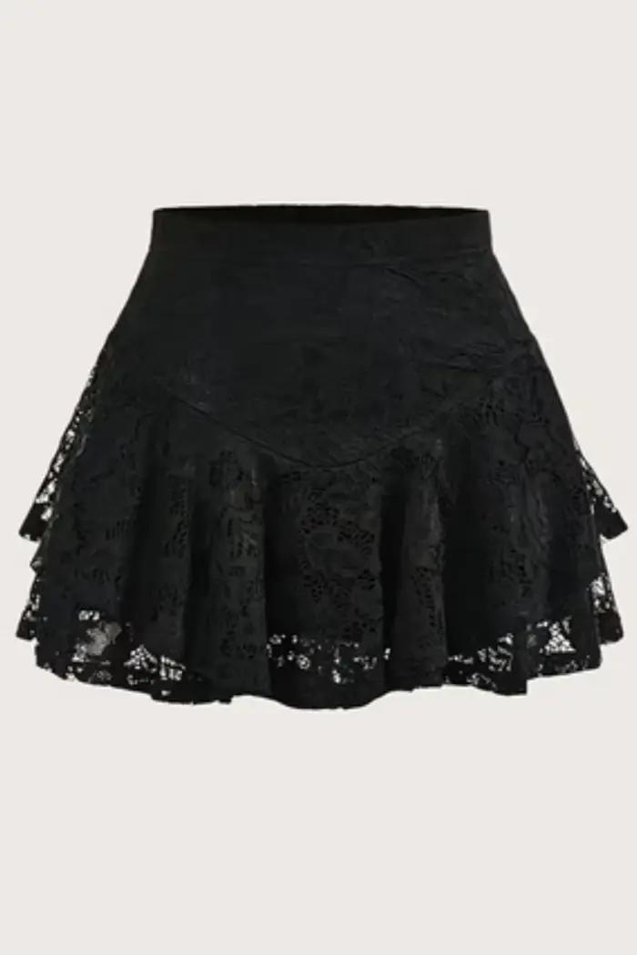 Jupe mi-longue en dentelle pour femme