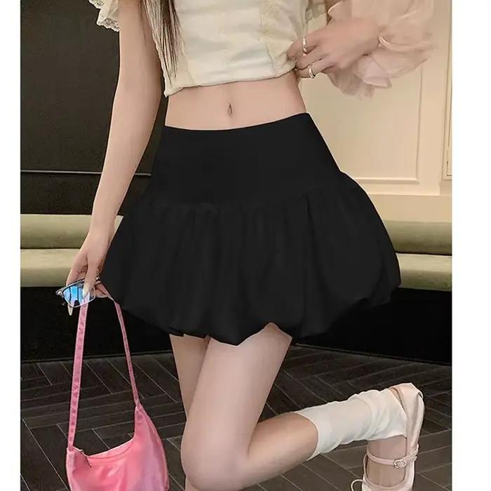 Jupe courte trapèze taille haute pour femme