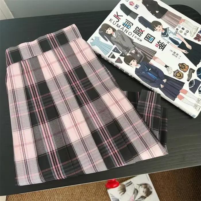 Jupe plissée rose de Style collégial pour femmes, jupe courte, uniforme JK, printemps et été 2025, envoyer un nœud papillon