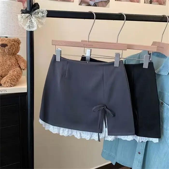 Femmes bureau dame taille haute a-ligne Mini jupe douce élégante