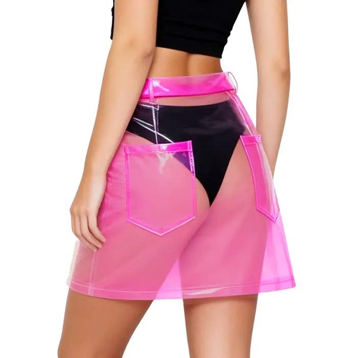 Mini-jupes transparentes en PVC pour femmes