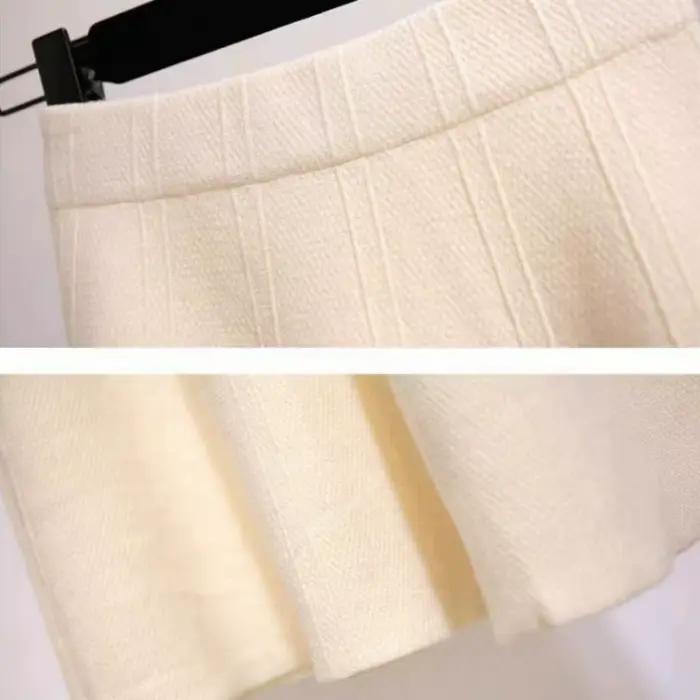 Tricot Mini Jupe pour femmes épais taille haute a-ligne tout-match doux