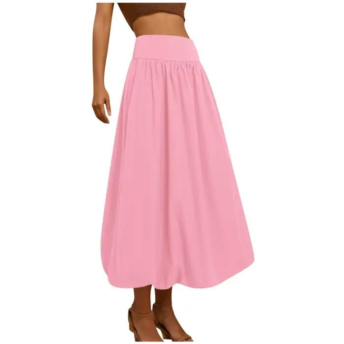 Jupe longue bouffante féerique polyester haute élasticité pour femme occasions spéciales été plage vacances style ballon maxi coupe droite