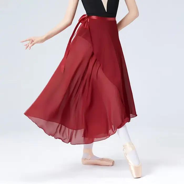 Jupe de Ballet pour adultes, jupe de danse portefeuille, jupe de Style Tutu en mousseline de soie pour classe de Ballet, jupe d'entraînement pour femmes