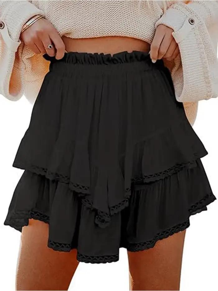 Mini jupe multicouche à volants pour femme
