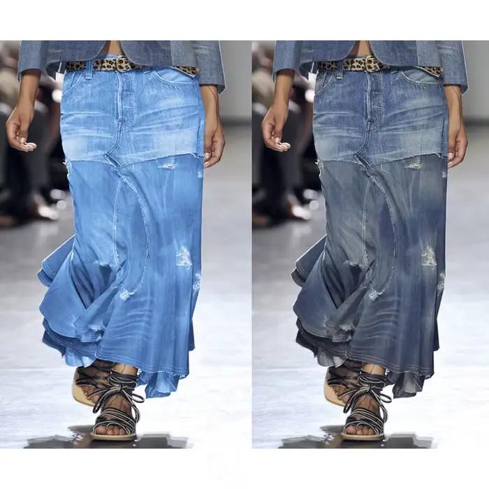 Jupe longue en jean Denim pour femme