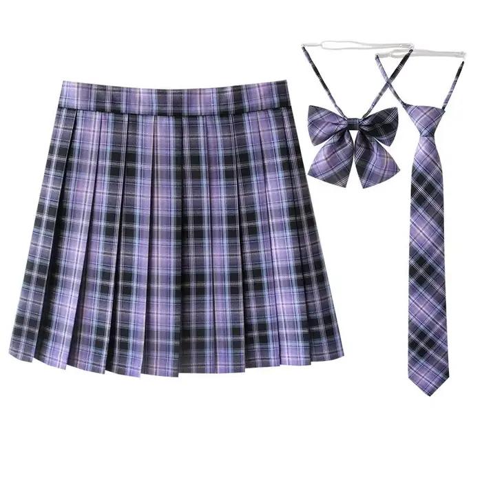 Nouvelle Jupe plissée pour femmes Mini jupes école japonaise taille haute Kawaii mignon gris