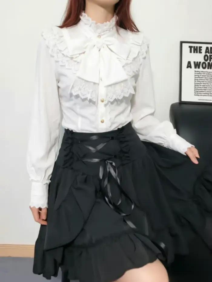 Jupe Lolita Gothique Médiévale Rétro Y2K pour Femme