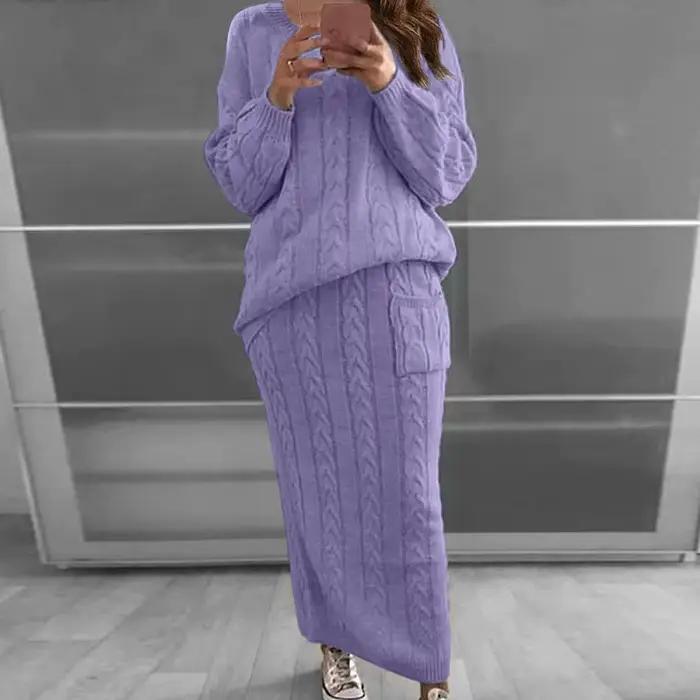 Ensemble pull et jupe en tricot pour femme