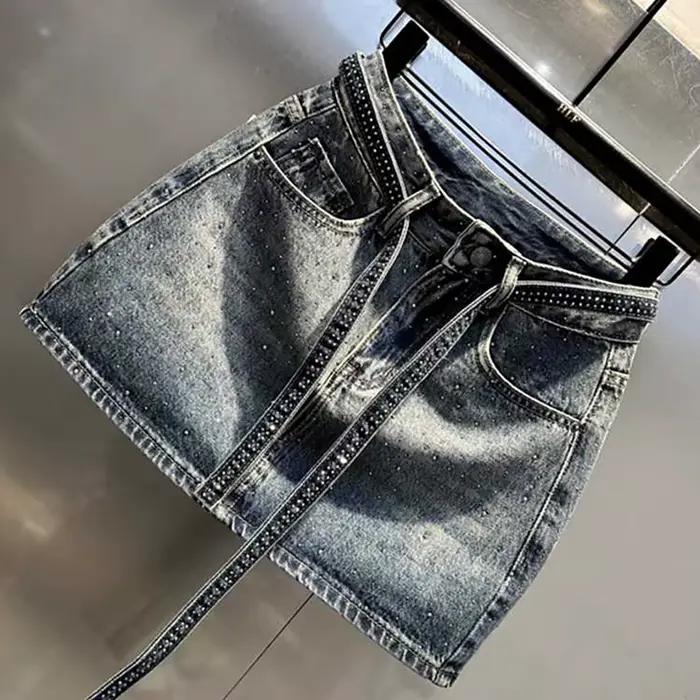 Mini-jupe en jean rétro oversize pour femme