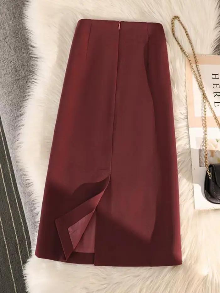 Jupe crayon taille haute zippée au dos pour femme
