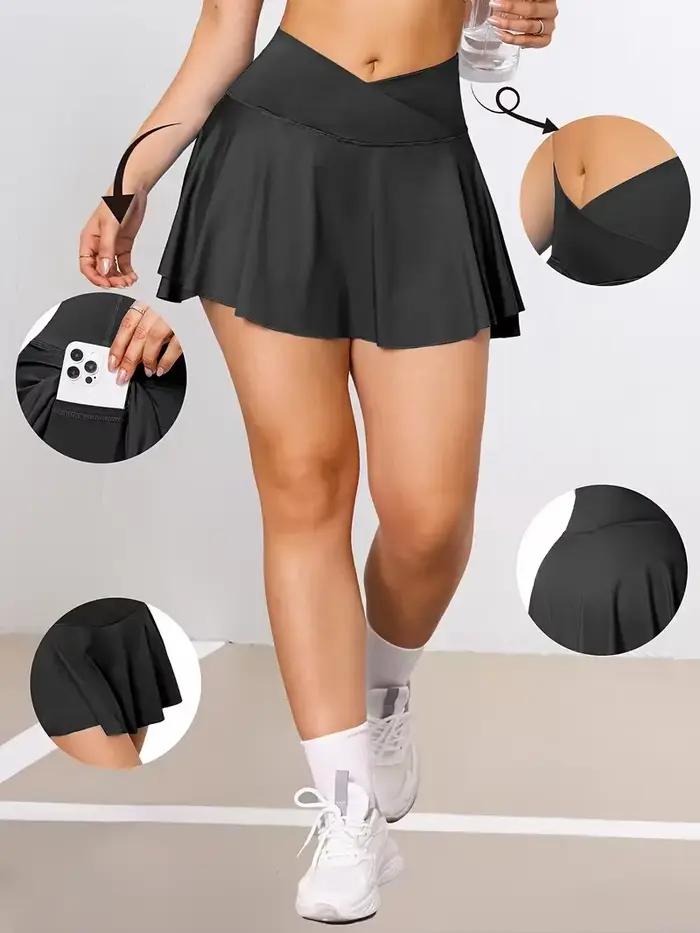 Jupe de Tennis pour femmes avec poches croisées taille haute jupes de Golf athlétiques