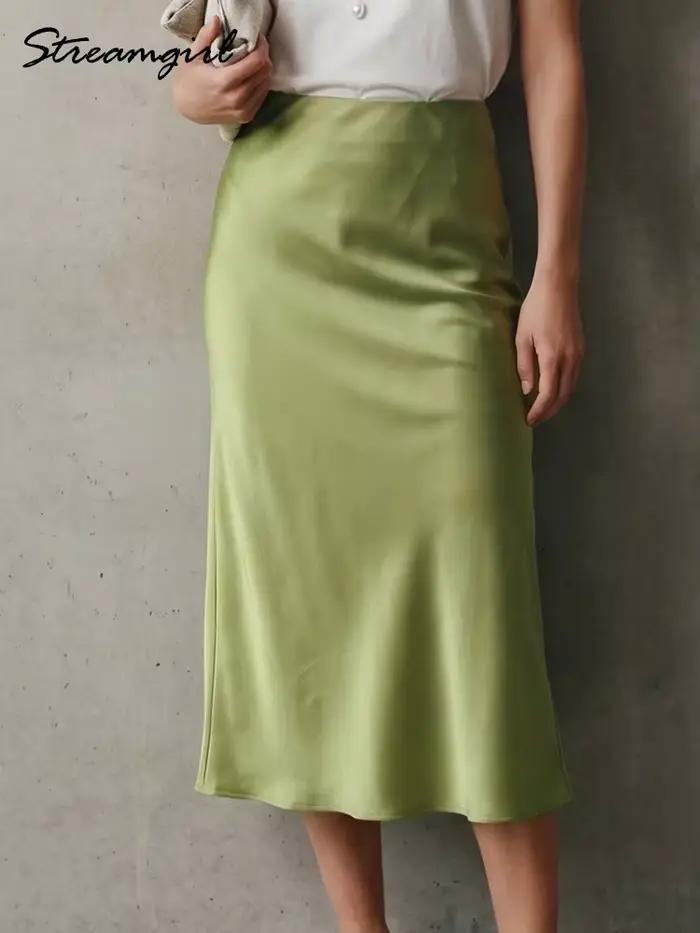 Jupes midi en satin pour femmes