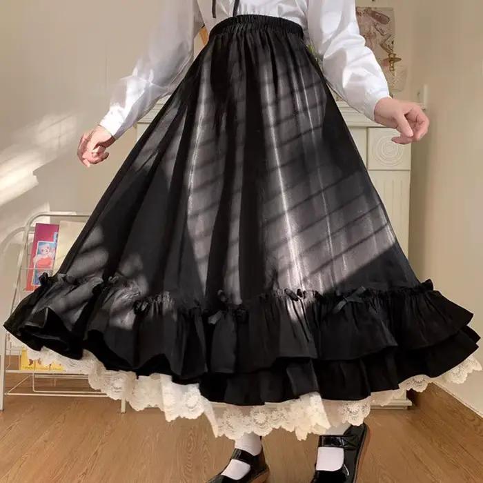 Jupe plissée à volants japonais pour femme