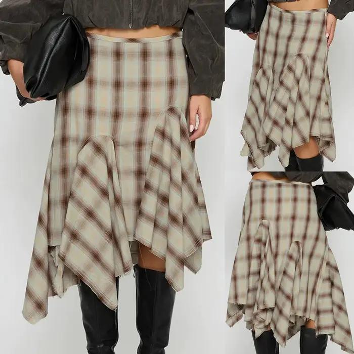 Jupe à carreaux taille haute