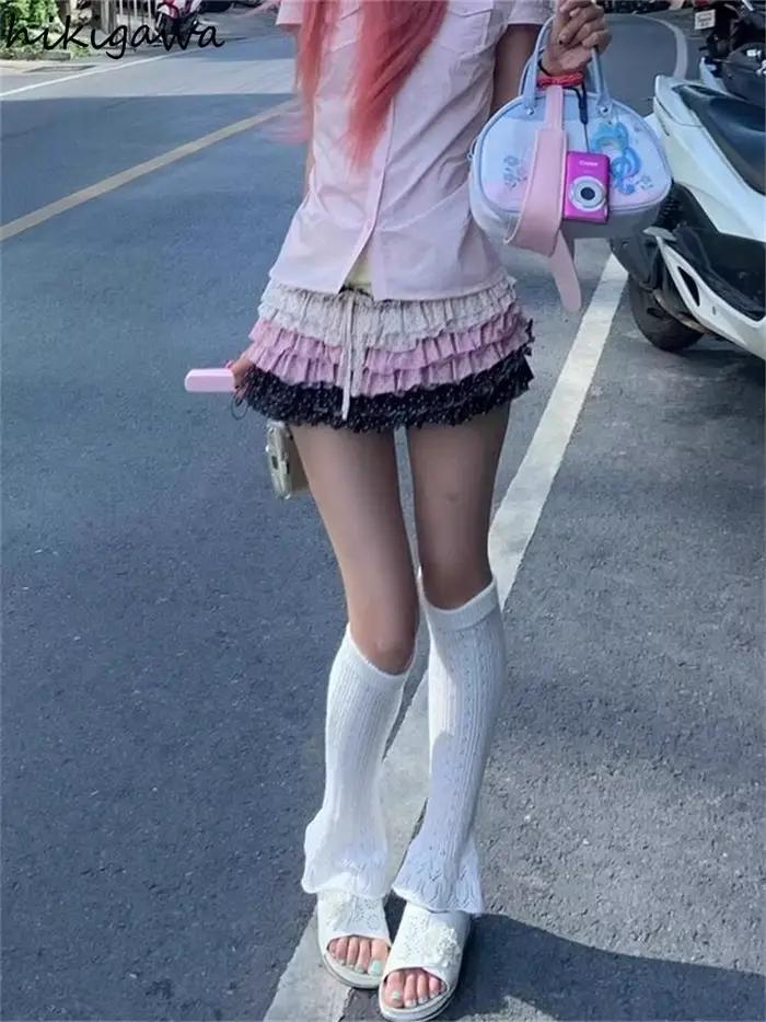 Mini-jupe pour femme, couleur contrastée