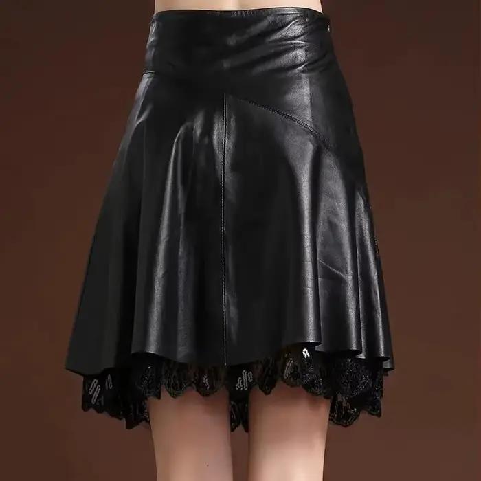 Jupe en cuir PU pour femmes