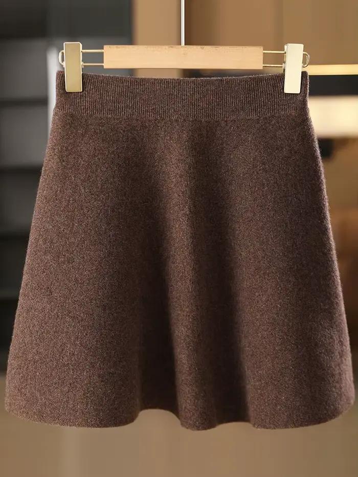 Femmes 100% laine mérinos jupes Mini a-ligne taille élastique