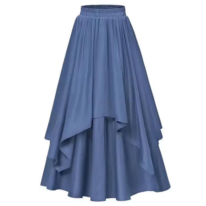 Jupe longue vintage à volants pour femme