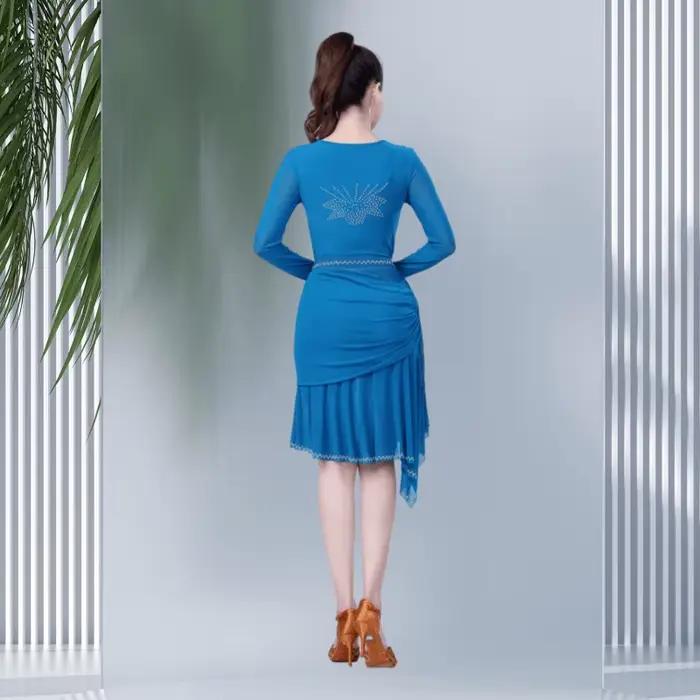 Customes élégant maille courte jupe de danse latine pour les femmes confortable doux danse de salon valse Dancewear jupe de danse moderne body