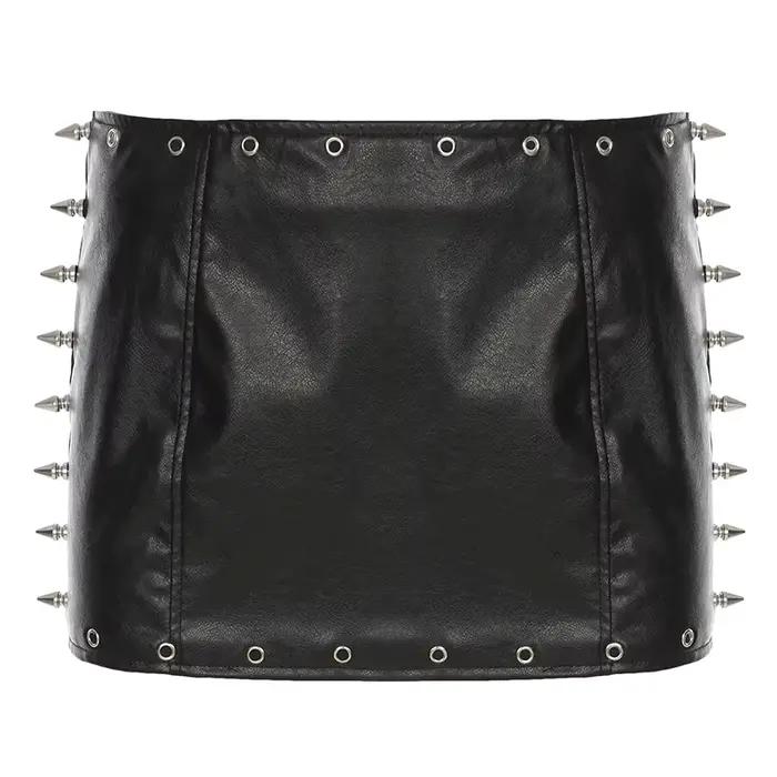 Mini jupes gothiques en cuir Pu pour femmes