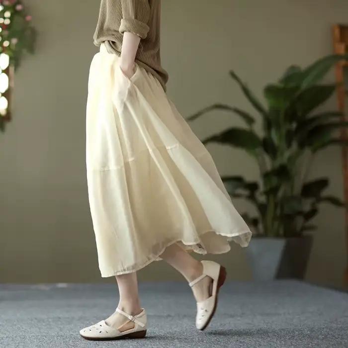 Jupe maxi longue avec poche pour femme