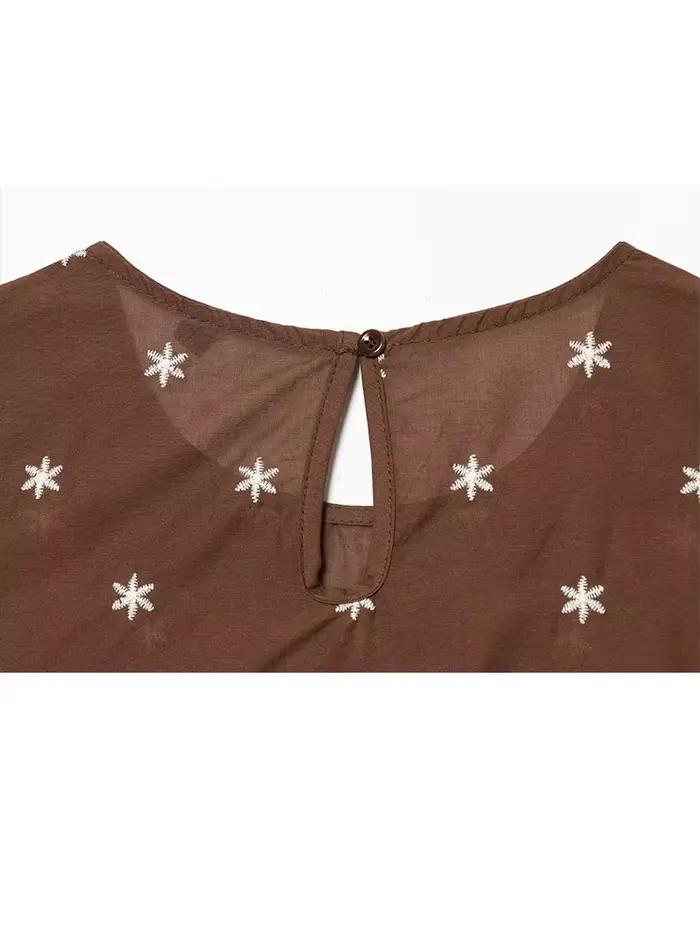 Ensemble jupe de vacances pour femme HH – Haut court sans manches à col rond et broderie ajourée +
