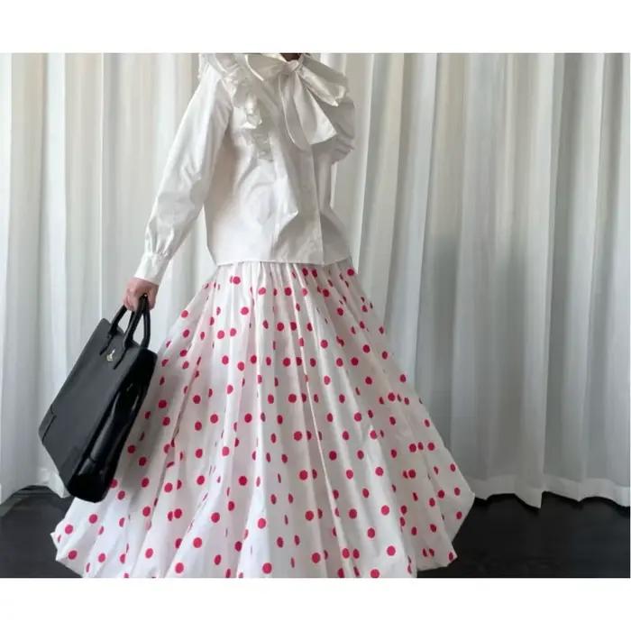 Jupe japonaise à pois, jupe longue d'été ample pour femmes