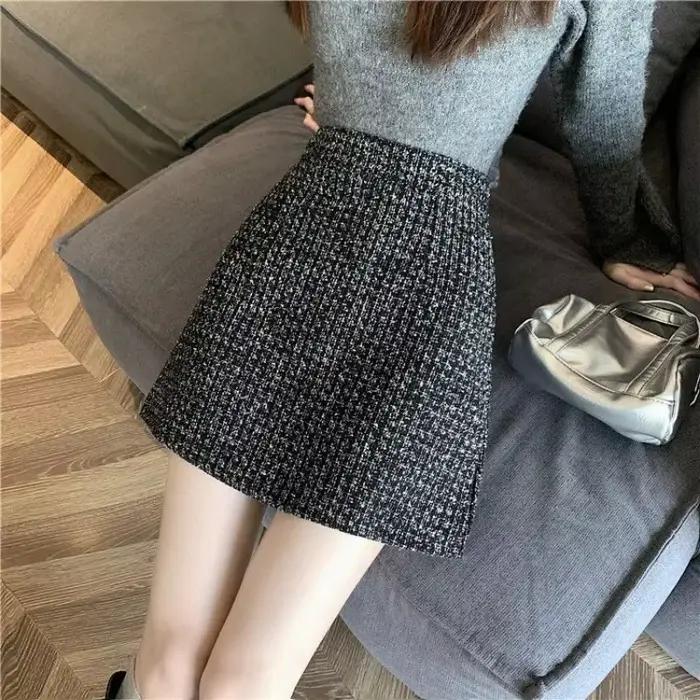 Mini jupes en laine taille haute pour femmes