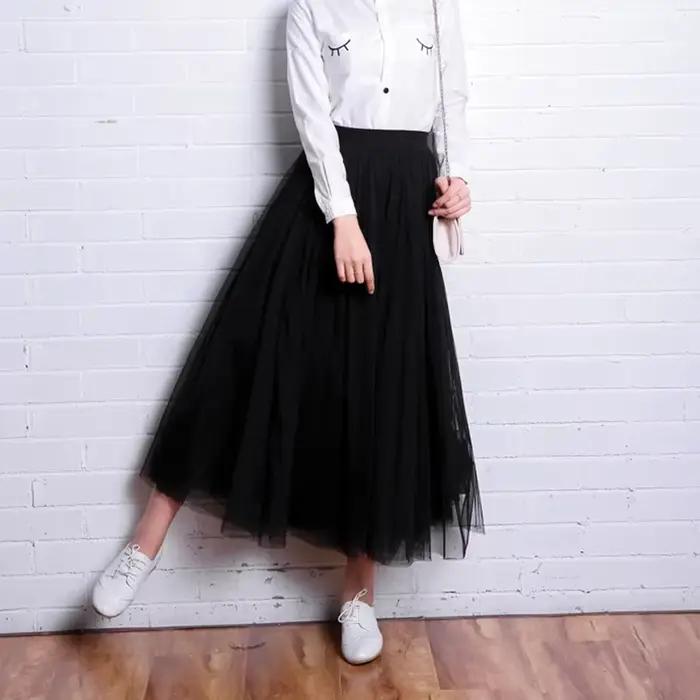 Jupe Vintage en Tulle pour Femme, Style Streetwear, Taille Haute Élastique, Plissée en Maille, Élégante Coréenne, Coupe Trapèze, pour l'Été et le Bureau