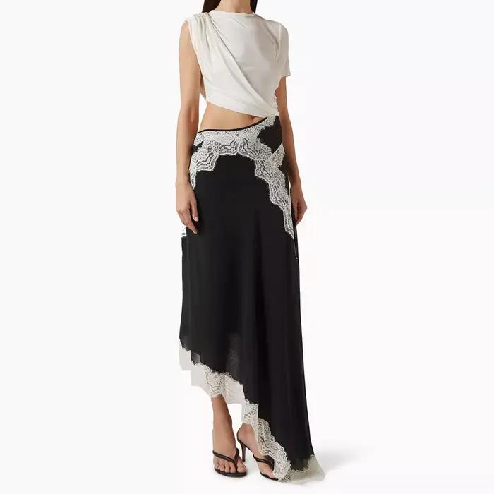 Robes de soirée asymétriques pour femmes, longues jusqu'au sol, col rond, manches courtes, robes de bal, dentelle tendance, simples, drapées, robes personnalisées