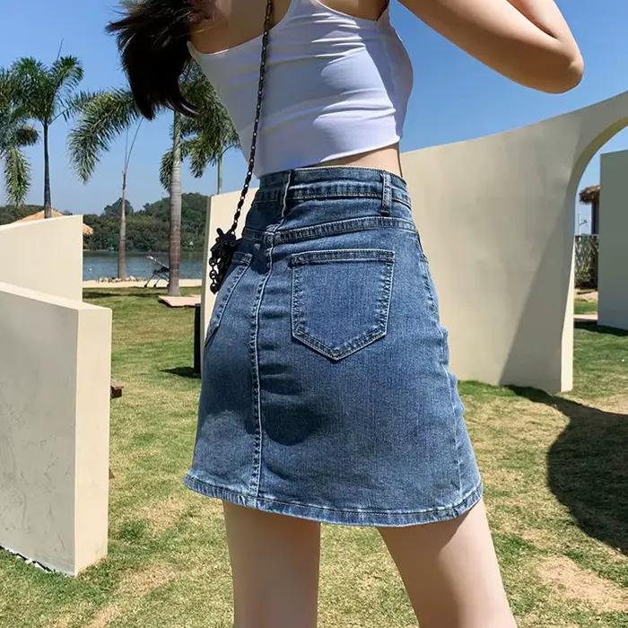 Jupe courte en denim pour femme