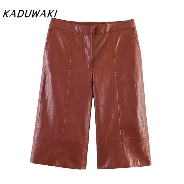Ensemble jupe et veste bomber chic en similicuir pour femme KADUWAKI