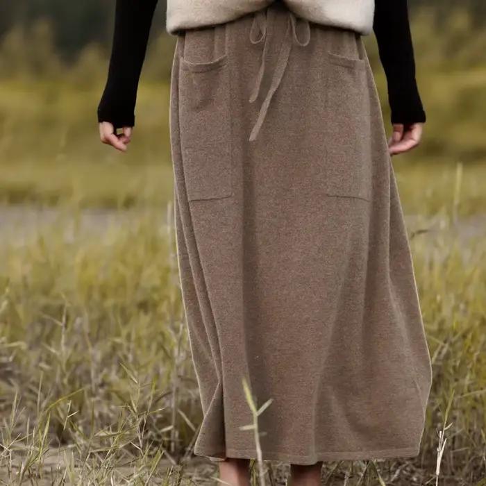 Jupe longue en laine pour femme